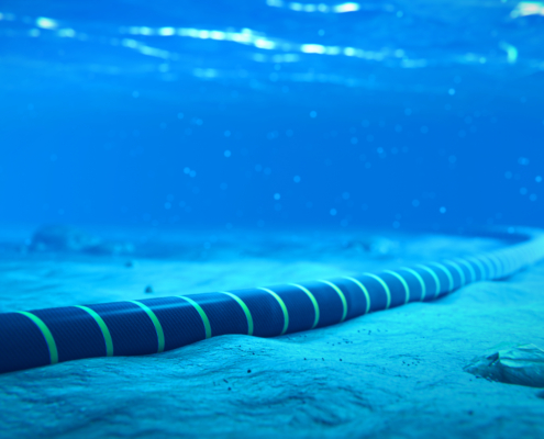 3D rendering partially buried submarine cable